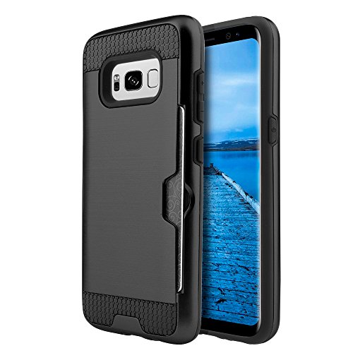 GSA Brushed Hybrid Case w/Card Slot For Samsung Galaxy S8 - Black