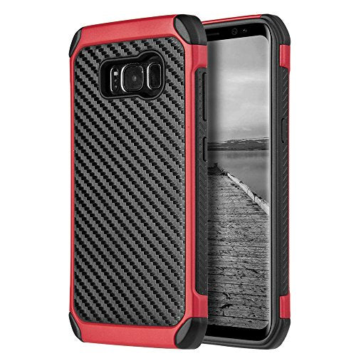 GSA Carbon Fiber Dual Hybrid Case For Samsung Galaxy S8 Plus - Black/Red