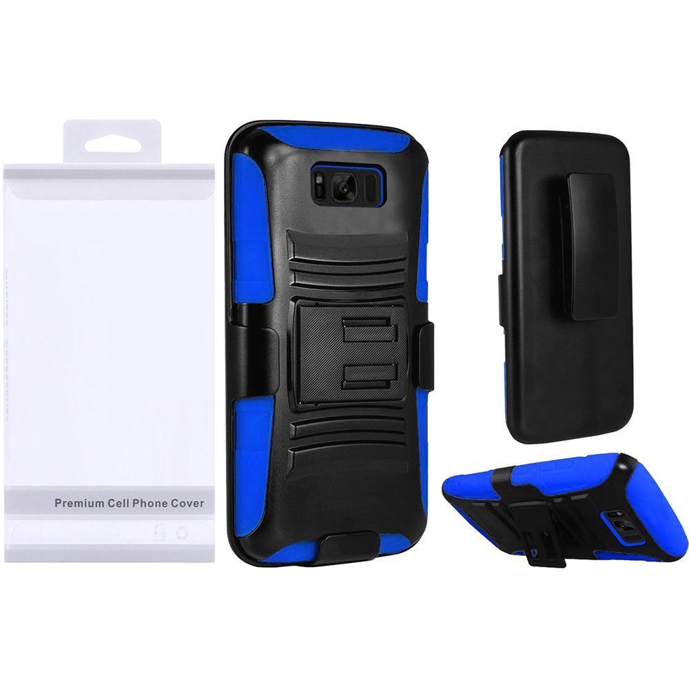 GSA Armor Hybrid Case w/Holster For Samsung Galaxy S8 Plus - Black/Blue