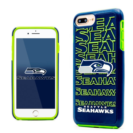 FOCO NFL Seattle Seahawks Hybrid Repeat Case for iPhone 8 +, 7 +, 6 + & 6S + (5.5")