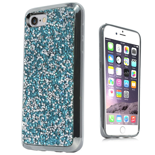 GSA Rock Bling Candy Case For iPhone SE (2022-20), 8, 7, 6S (4.7") Blue Silver