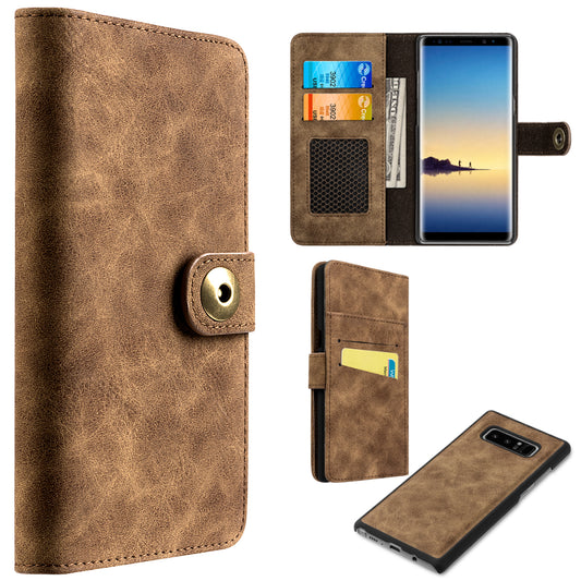 GSA  Detachable Magnetic Folio Wallet Case For Samsung Galaxy Note8, Brown