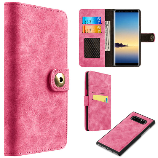 GSA Detachable Magnetic Folio Flip Wallet Case For Samsung Galaxy Note 8, Pink