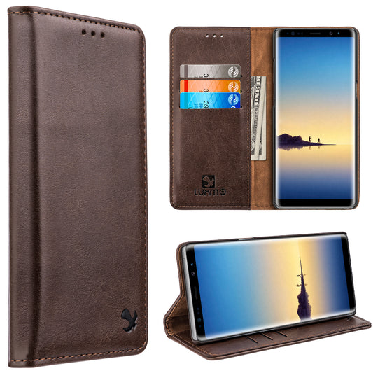 GSA Stand Leather Wallet For Samsung Galaxy Note 8, Brown