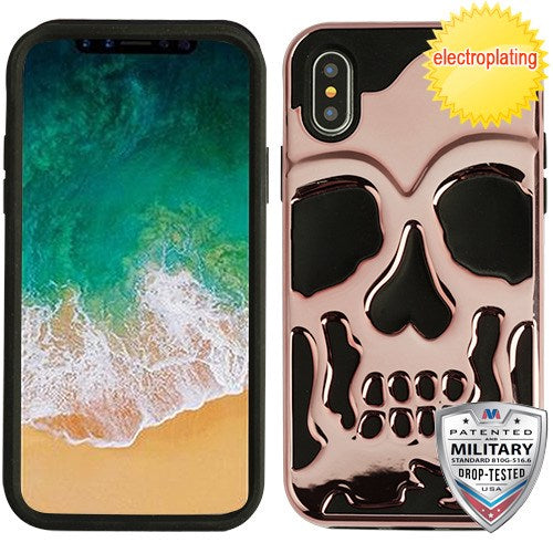 Mybat Skullcap Hybrid Case For Apple iPhone X, XS (5.8") - Rose Gold Black