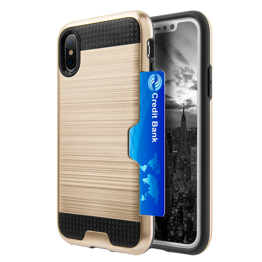 GSA Brushed Hybrid CC Slot For Apple iPhone X, XS (5.8") Gold Black
