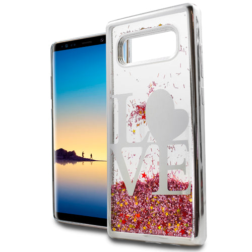 GSA Liquid Glitter TPU Love For Samsung Galaxy Note 8 Silver
