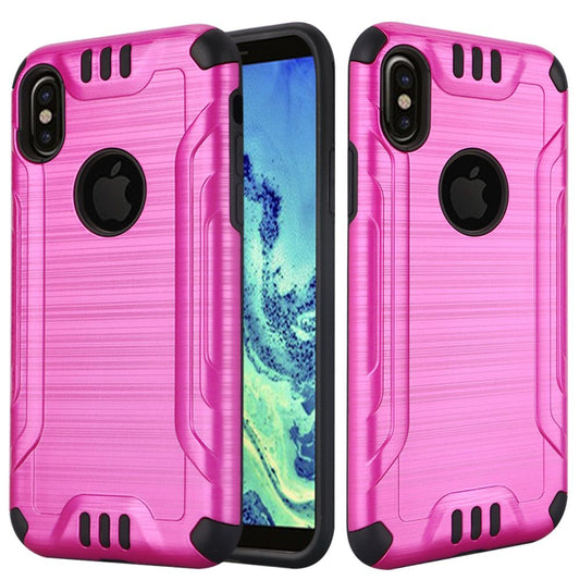 GSA Slim Armor Brushed Hybrid Case For iPhone X, XS  (5.8") Hot Pink/Black