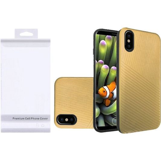 GSA  Embossed Lines Hybrid Case For iPhone X, XS (5.8") Gold Black