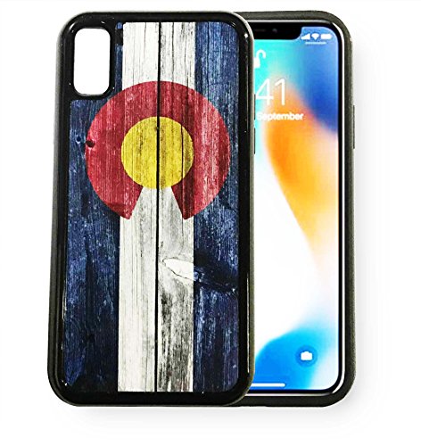 GSA Colorado Flag w/Rustic Wood Effect Candy Bumper Case For iPhone X, XS (5.8")