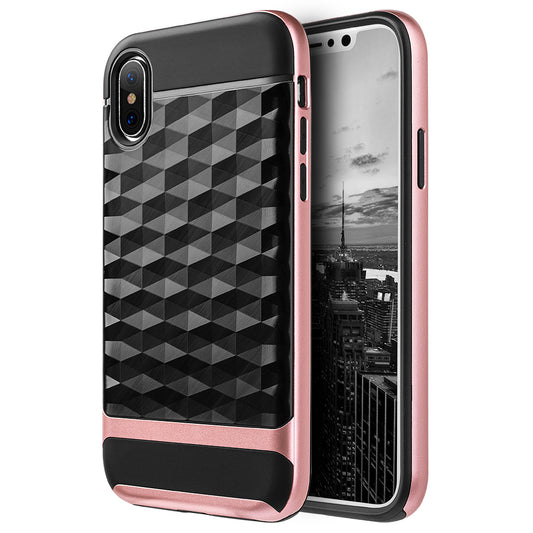 GSA Diamond Wave Dual Hybrid Case for iPhone X, XS (5.8") Black/Rose Gold