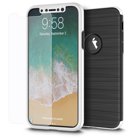 GSA Capsule Hybrid Case W/PC Frame & Tempered Glass For iPhone X, XS (5.8") Silver