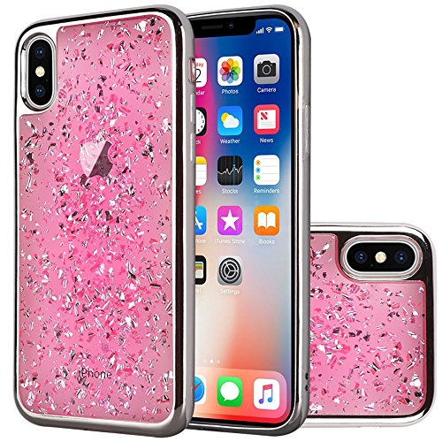 GSA Frozen Glitter Hybrid Case For iPhone X & XS (5.8") Pink/Silver
