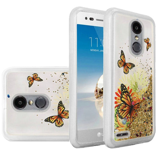 GSA Liquid Glitter Hybrid TPU For LG Aristo 2, 3 3 Plus, Egypt Gold Butterfly