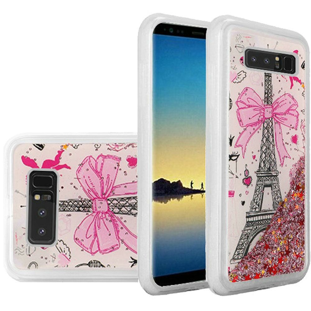 GSA Liquid Quicksand Glitter Case for Samsung Galaxy Note 8 Eiffel Tower Paris