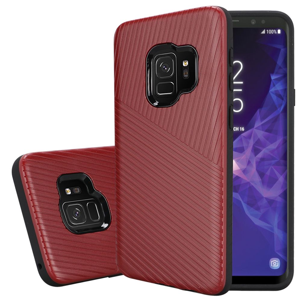 GSA Slim Embossed Textured Case for Samsung S9 - Red/Black