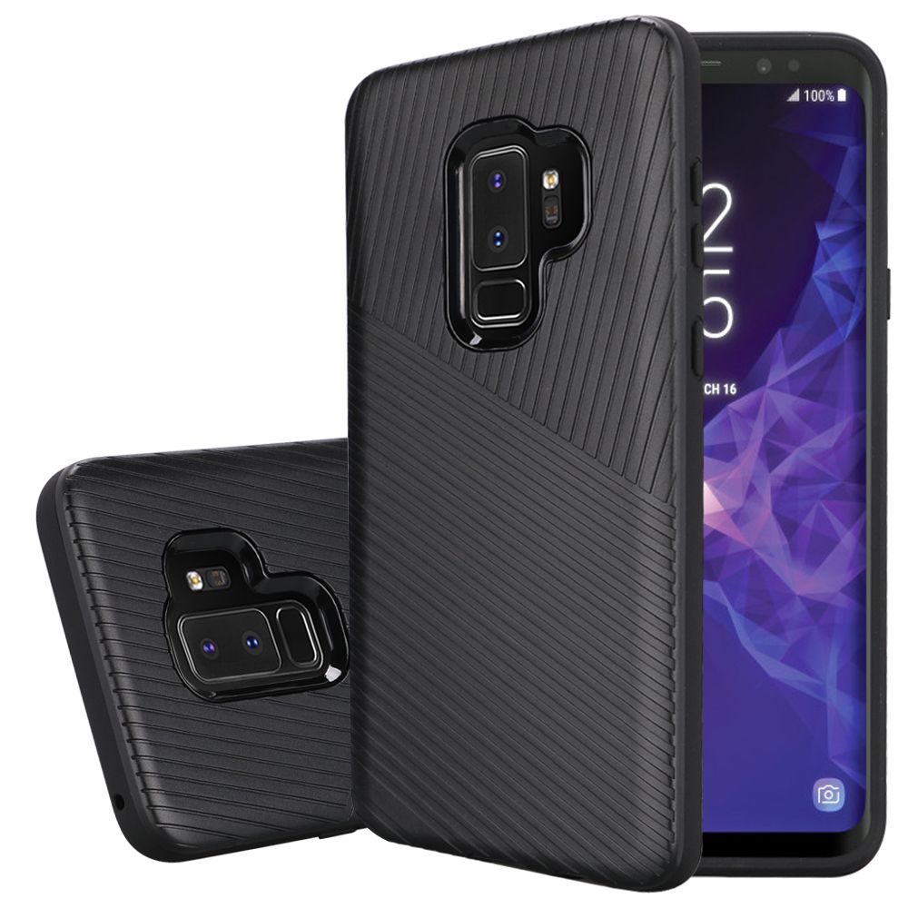 GSA Textured Embossed Lines Case for Samsung Galaxy S9 Plus - Black