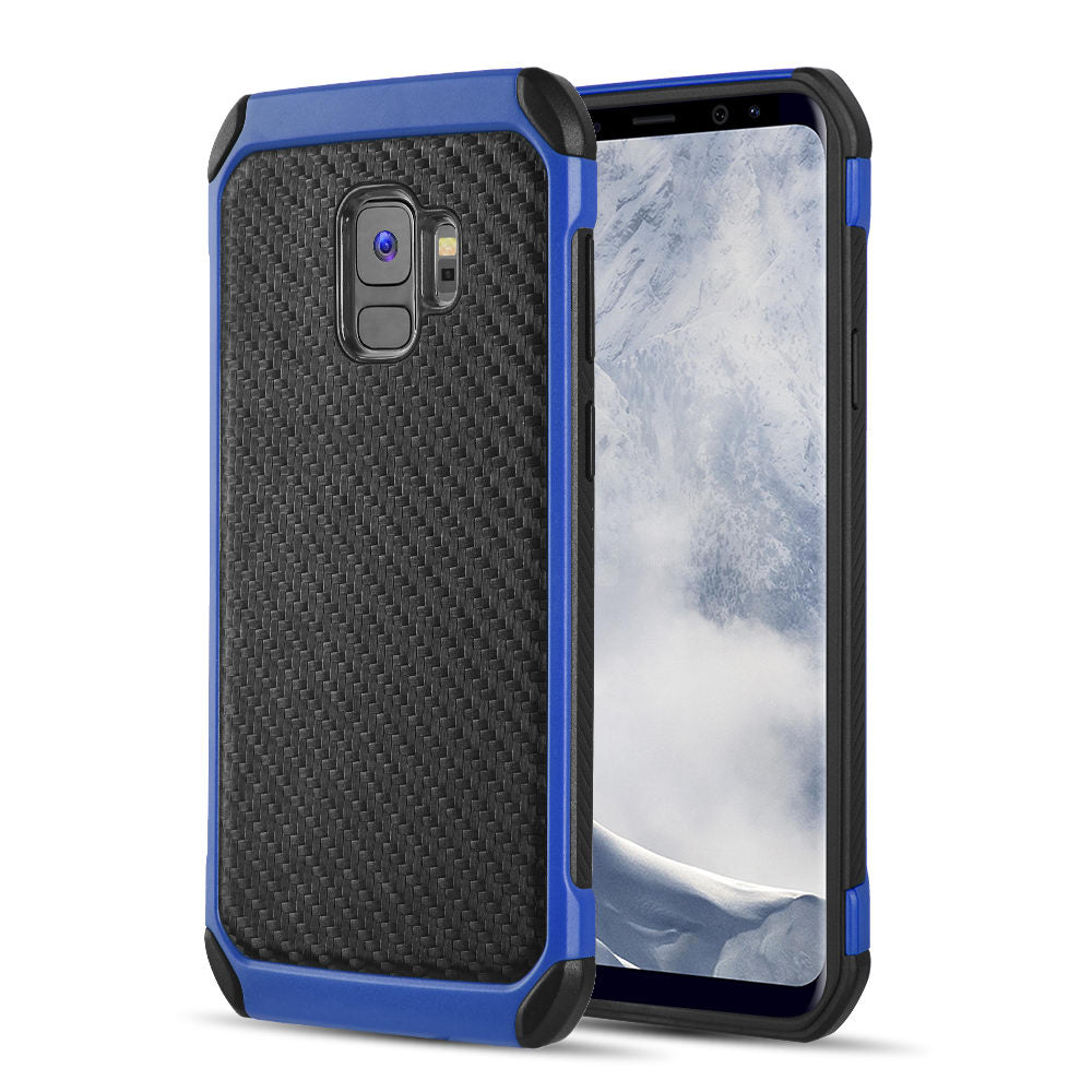 GSA Tough Carbon Fiber Hybrid Case for Samsung S9 - Black/Blue