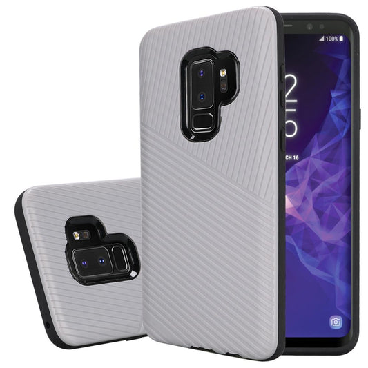 GSA Textured Embossed Case for Samsung Galaxy S9 Plus - Silver/Black