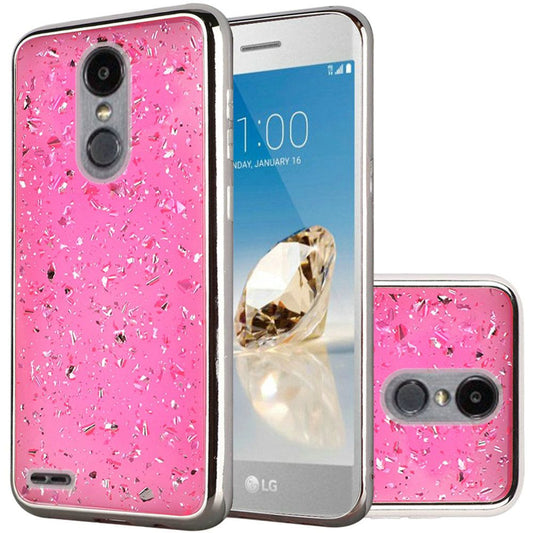 GSA Frozen Glitter Electroplated Case For LG Aristo 2, 3 & 3 Plus -Silver/Pink