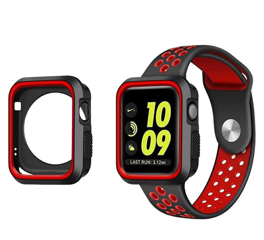 GSA Hybrid Band/Case For iWatch S 1,2,3,4,5& 6 (42MM) - Black/Red