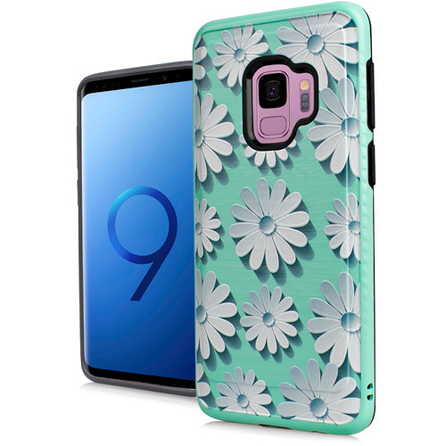 GSA 3-D Embossed Image Case for Samsung Galaxy S9 - Daisy/Teal