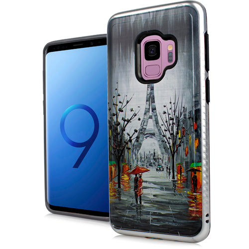 GSA 3-D Embossed Image Case for Samsung Galaxy S9 - Eiffel Tower Silver