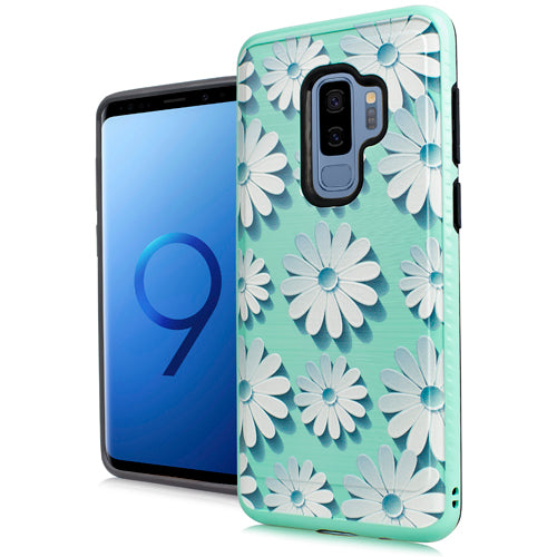 GSA Fused Image Daisy Case for Samsung Galaxy S9 Plus - Teal/White
