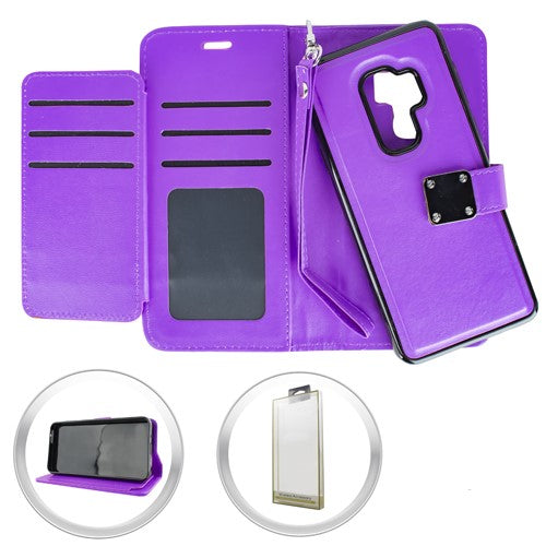 GSA Detachable Flip Wallet Case for Samsung Galaxy S9 Plus - Purple