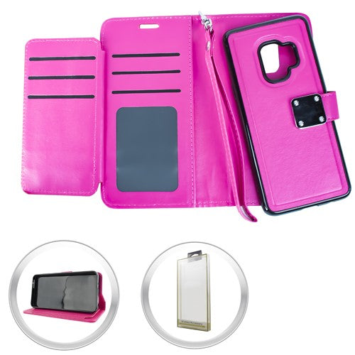 GSA Detachable Flip Wallet Case for Samsung Galaxy S9 - Hot Pink