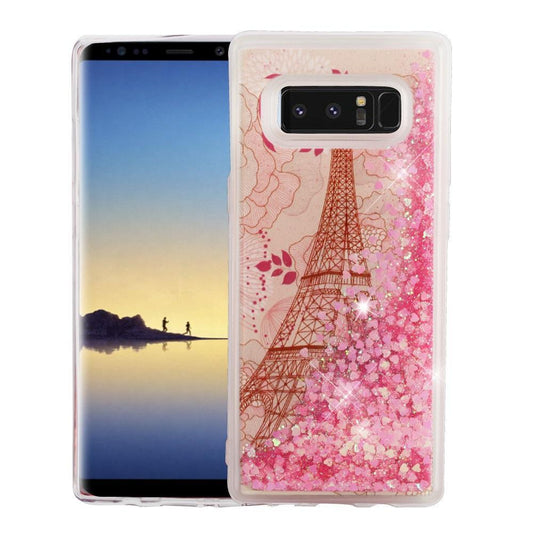 Mybat Quicksand Glitter Eiffel Tower Rubber Case For Samsung Galaxy Note 8, Pink
