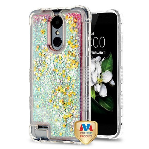 MyBat Quicksand Glitter Case for LG (Aristo 2, 2 Plus, 3 Plus), Tribute Dynasty Pink Stars