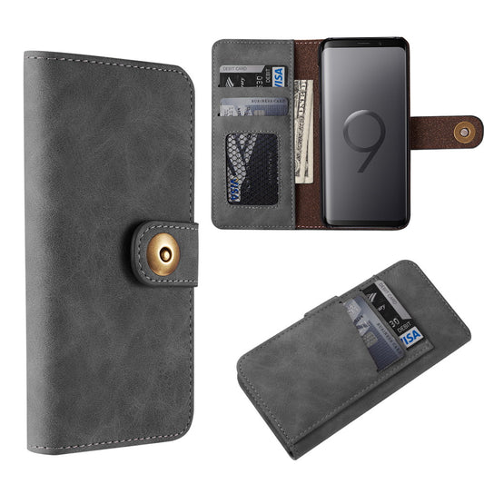 GSA Luxury Lite Detachable Flip Wallet Case for Samsung Galaxy S9 Plus - Black