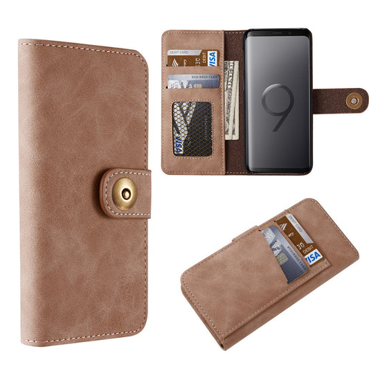 GSA Luxury Leather Lite Series Flip Wallet Case For Samsung Galaxy S9 - Brown