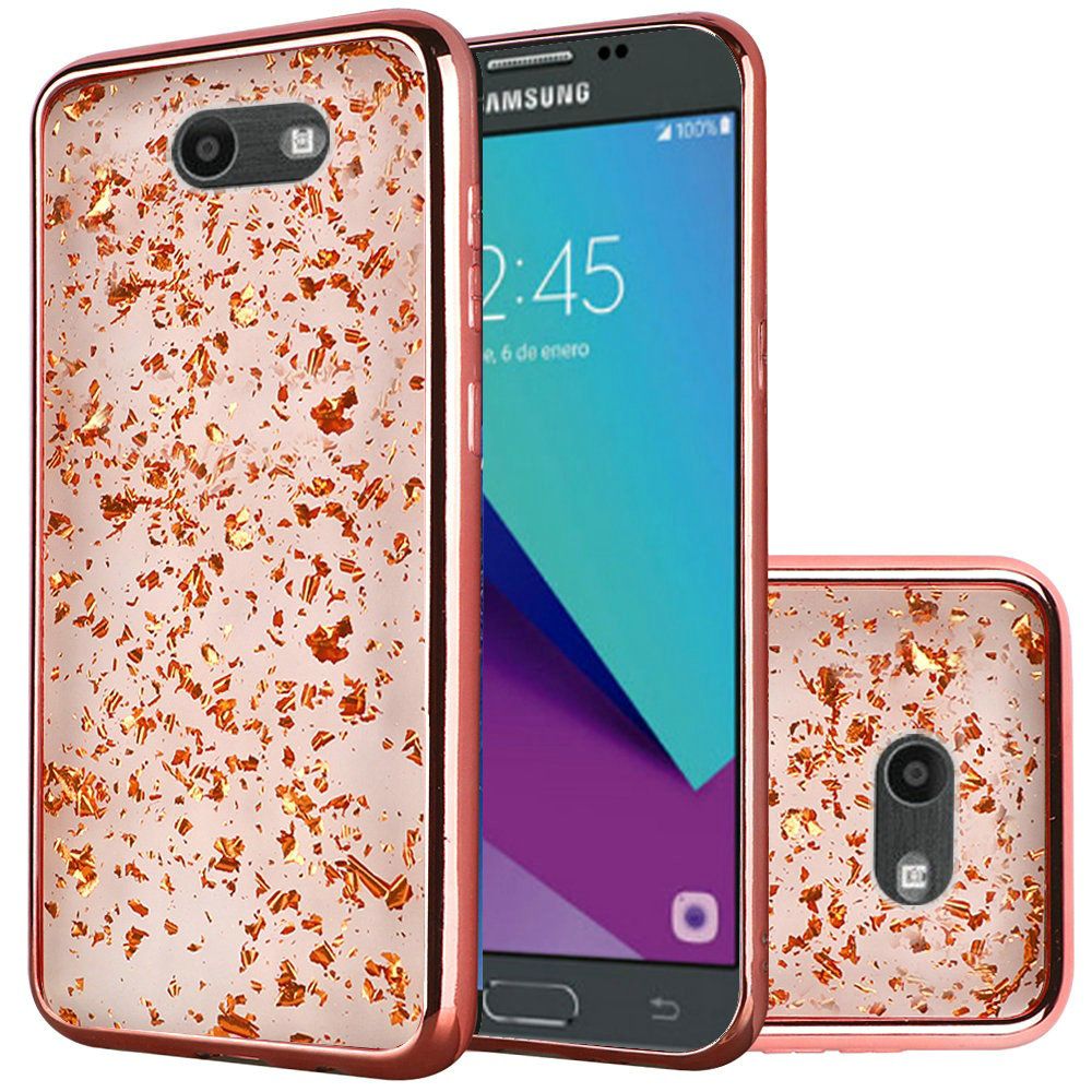 GSA Frozen Glitter Hybrid Case For Samsung J3 (2017)/J327 - Rose Gold