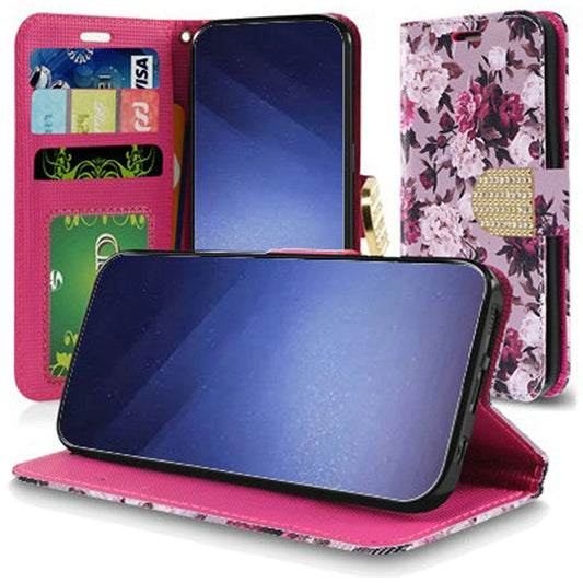 GSA Bling Closure Flip Wallet Case for Samsung Galaxy S9 Plus - Roses