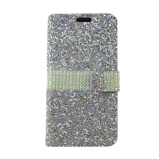 GSA Crystal Diamond PU Flip Wallet Purple Case For LG K30 LM-X410, Phoenix Plus, Xpression Plus, Harmony2, Premier Pro LTE