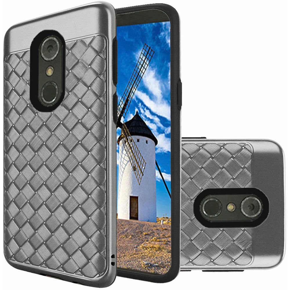 GSA Woven Textured Design Dual Layer Hybrid Case For LG Stylo 4 (Grey)