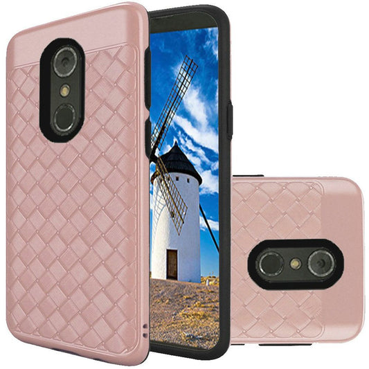 GSA Woven Textured Design Dual Layer Hybrid Case For LG Stylo 4 Rose Gold