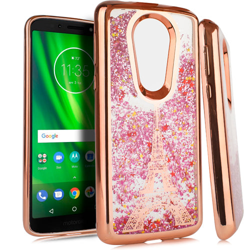 GSA Liquid Glitter Image Paris For Motorola Moto E5 Plus Rose Gold