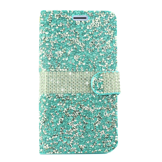 GSA Rock Bling Flip Wallet Case For Samsung Galaxy J7 (2018) & J737- Light Blue