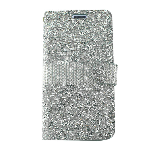 GSA Rock Bling Flip Wallet Case For Samsung Galaxy J3 (2018)/J337 - Silver