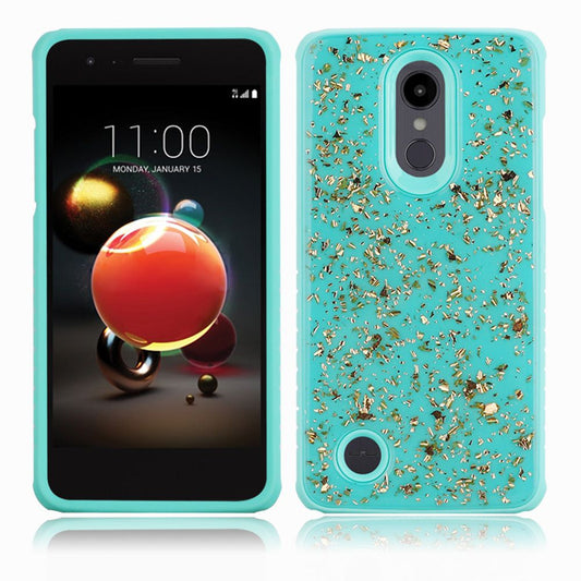 GSA Slim Hybrid Frozen Gold Glitter Case For LG (Aristo 2, 2 Plus, 3 Plus), Tribute Dynasty Teal