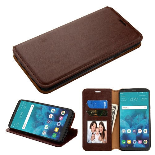 GSA My Jacket Wallet  Cfredit card Holder With Tray for LG STYLO 4 & Stylo 4 Plus BROWN