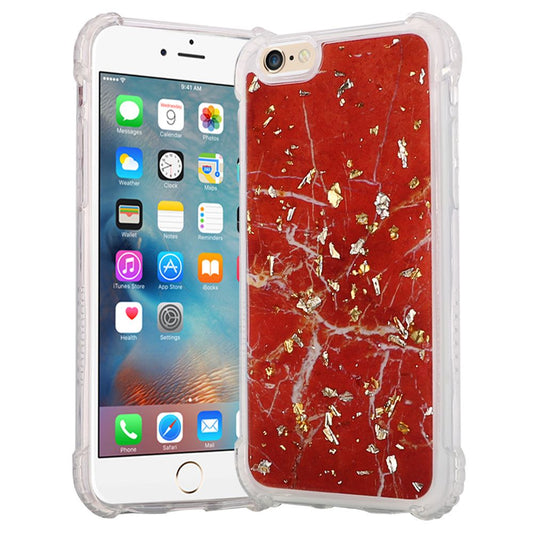 GSA Gold Flake Marble Candy Bumper Case For iPhone 6 and 6s (4.7") - Red