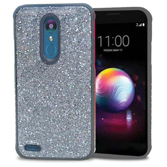 GSA Slim Color Hybrid Full Frozen Glitter Case For LG K30 LG K10 (2018) Silver