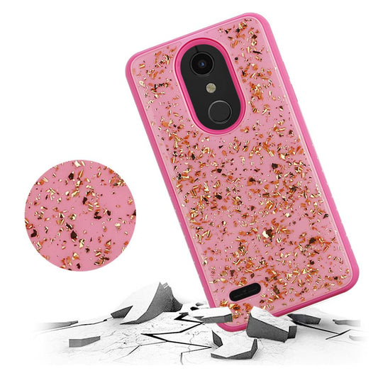 GSA Hybrid Scattered Frozen Gold Glitter Case For LG K30 LG K10 (2018)  Pink