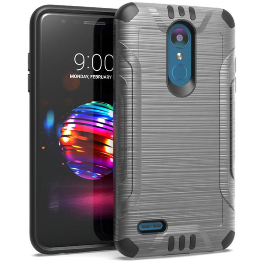 GSA Slim Armor Brushed Design Hybrid PC TPU Case for LG K30 K10 2018- Gray