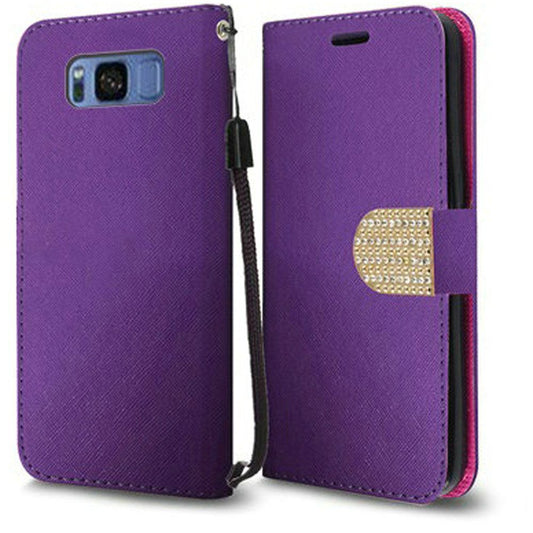 GSA Wallet Diamond Belt CC & ID for Samsung Galaxy S8 Purple