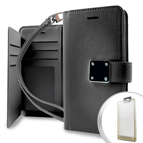 GSA Magnetic Flip Leather Wallet Case For Samsung Galaxy S8 Plus - Black